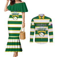 Custom British Virgin Islands Rugby Couples Matching Mermaid Dress and Long Sleeve Button Shirt Team BVI Go Champions