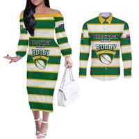 Custom British Virgin Islands Rugby Couples Matching Off The Shoulder Long Sleeve Dress and Long Sleeve Button Shirt Team BVI Go Champions