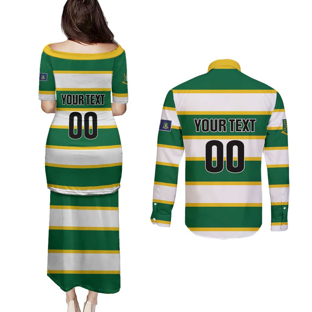 Custom British Virgin Islands Rugby Couples Matching Puletasi and Long Sleeve Button Shirt Team BVI Go Champions