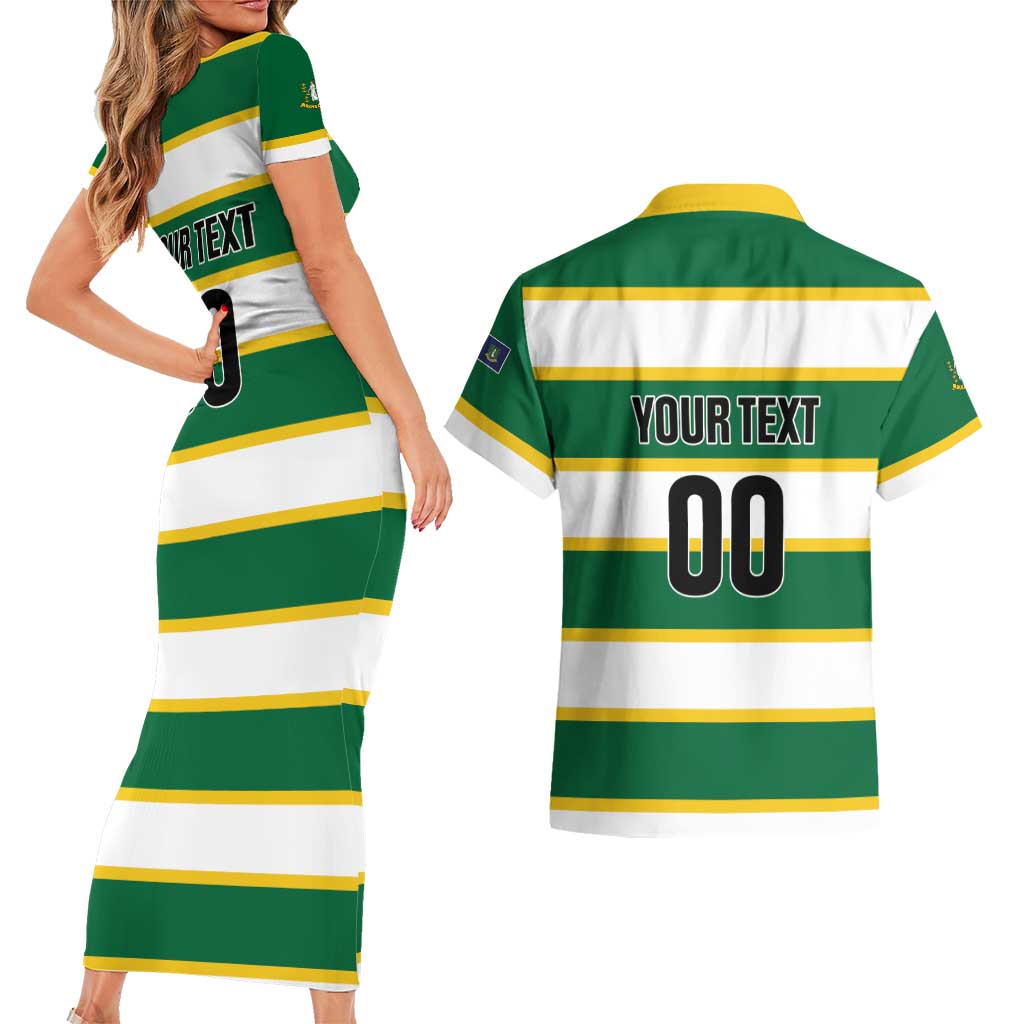 Custom British Virgin Islands Rugby Couples Matching Short Sleeve Bodycon Dress and Hawaiian Shirt Team BVI Go Champions