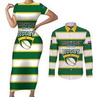 Custom British Virgin Islands Rugby Couples Matching Short Sleeve Bodycon Dress and Long Sleeve Button Shirt Team BVI Go Champions