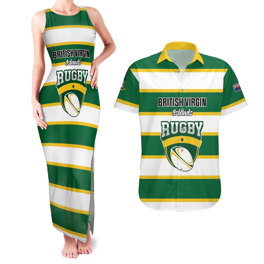 Custom British Virgin Islands Rugby Couples Matching Tank Maxi Dress and Hawaiian Shirt Team BVI Go Champions