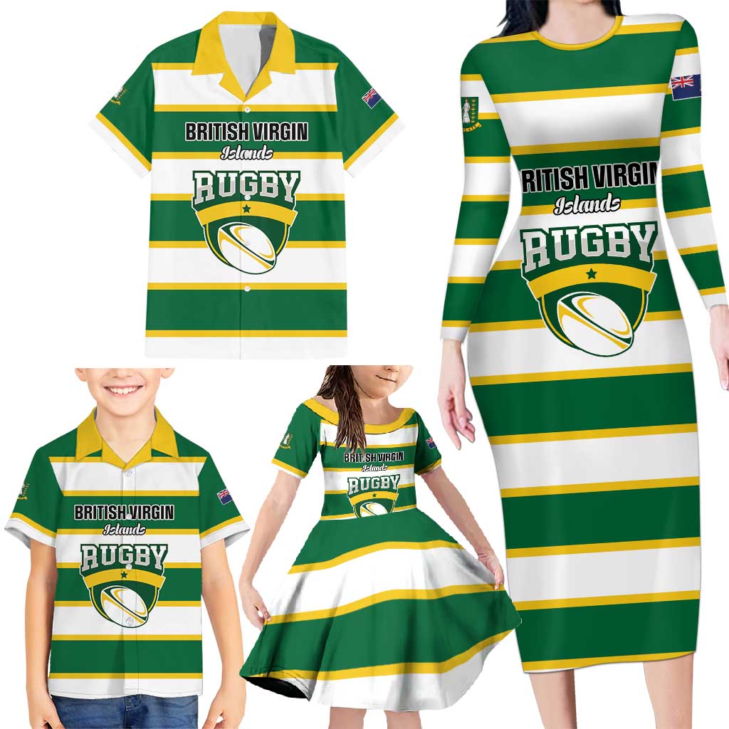 Custom British Virgin Islands Rugby Family Matching Long Sleeve Bodycon Dress and Hawaiian Shirt Team BVI Go Champions