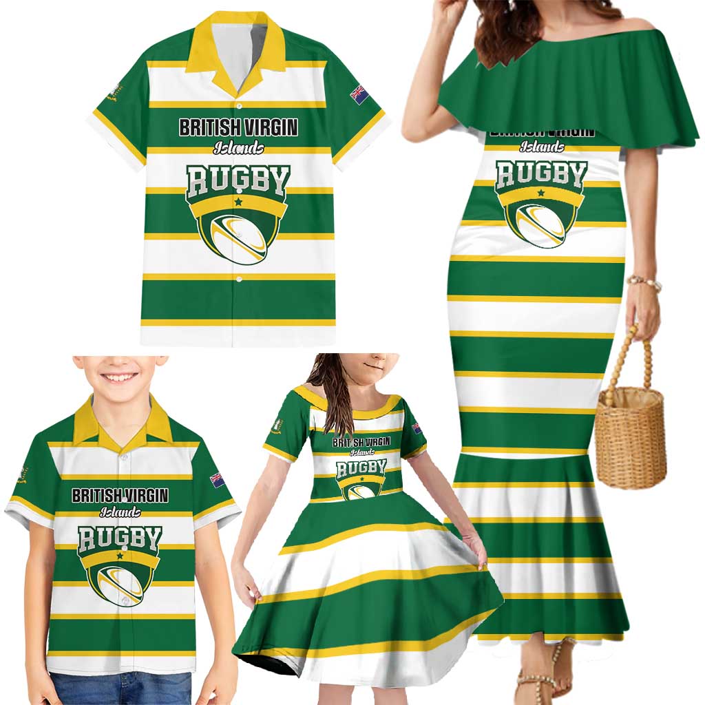 Custom British Virgin Islands Rugby Family Matching Mermaid Dress and Hawaiian Shirt Team BVI Go Champions