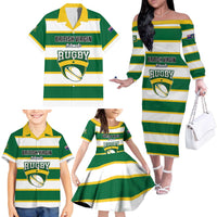 Custom British Virgin Islands Rugby Family Matching Off The Shoulder Long Sleeve Dress and Hawaiian Shirt Team BVI Go Champions