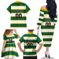 Custom British Virgin Islands Rugby Family Matching Off The Shoulder Long Sleeve Dress and Hawaiian Shirt Team BVI Go Champions