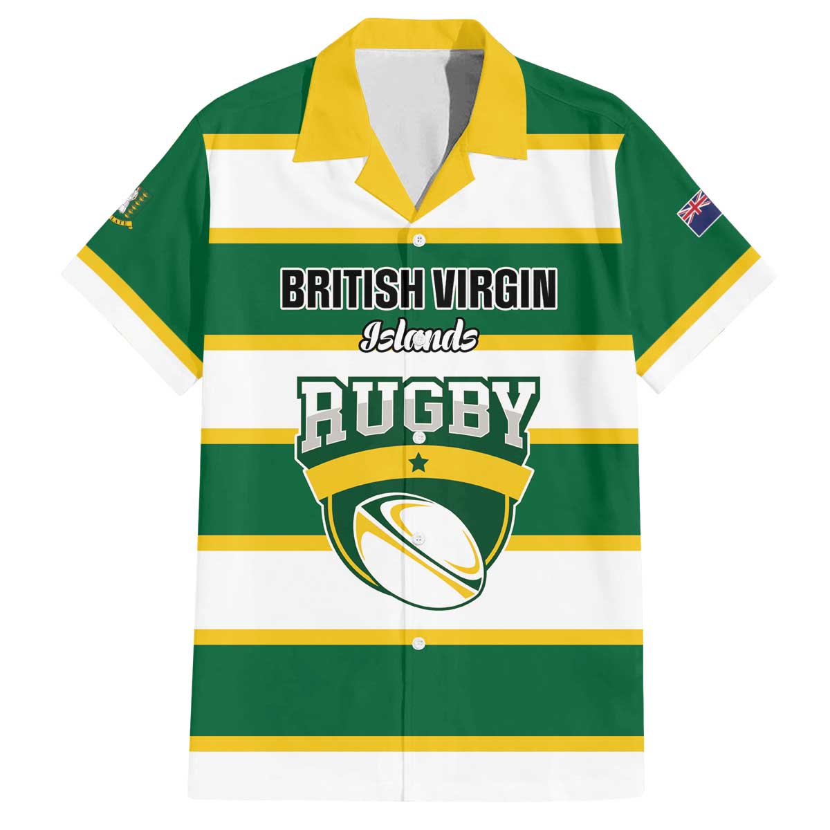 Custom British Virgin Islands Rugby Family Matching Off The Shoulder Long Sleeve Dress and Hawaiian Shirt Team BVI Go Champions