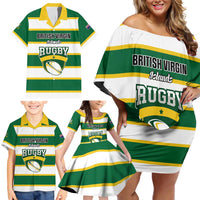 Custom British Virgin Islands Rugby Family Matching Off Shoulder Short Dress and Hawaiian Shirt Team BVI Go Champions