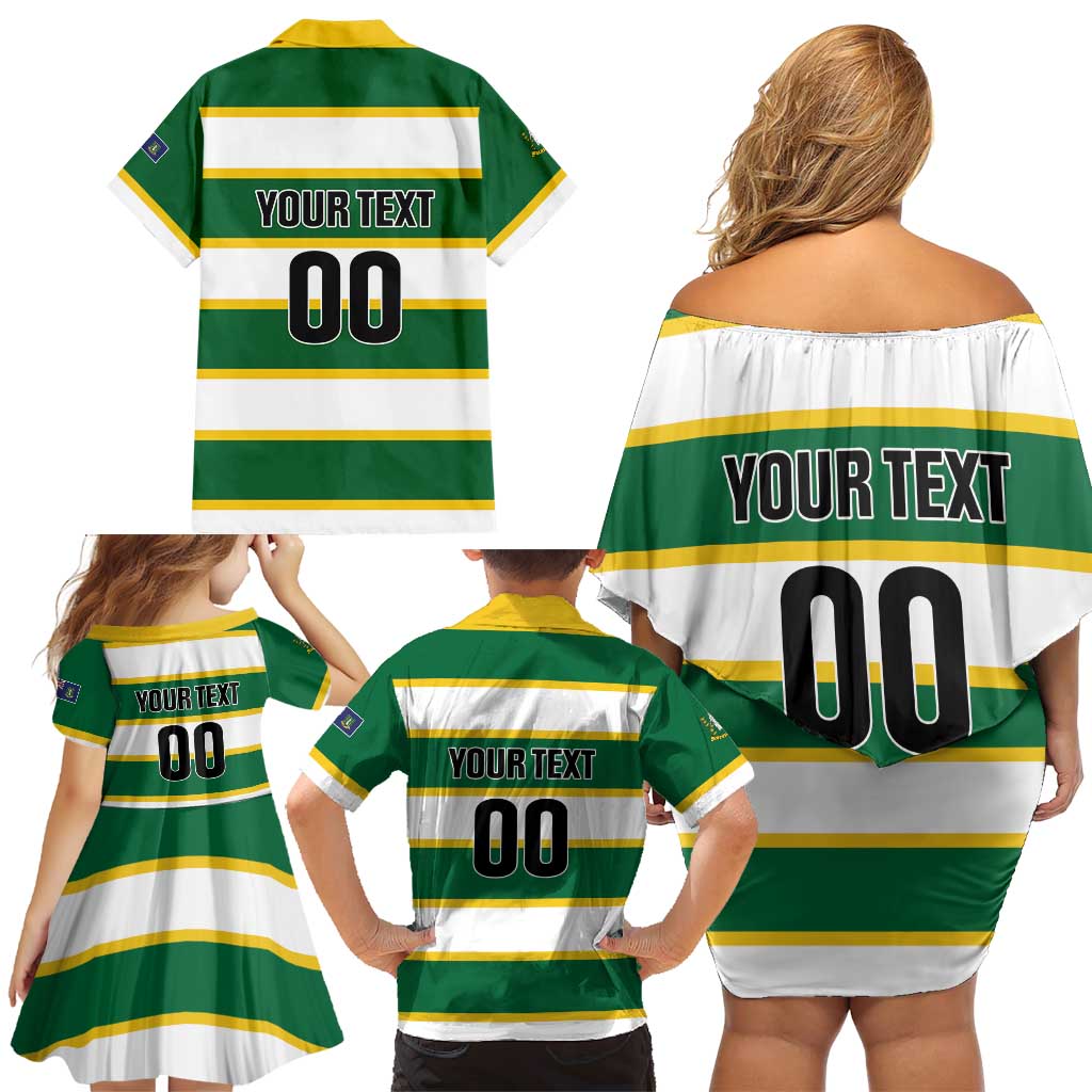 Custom British Virgin Islands Rugby Family Matching Off Shoulder Short Dress and Hawaiian Shirt Team BVI Go Champions