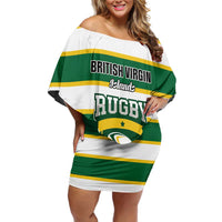 Custom British Virgin Islands Rugby Family Matching Off Shoulder Short Dress and Hawaiian Shirt Team BVI Go Champions