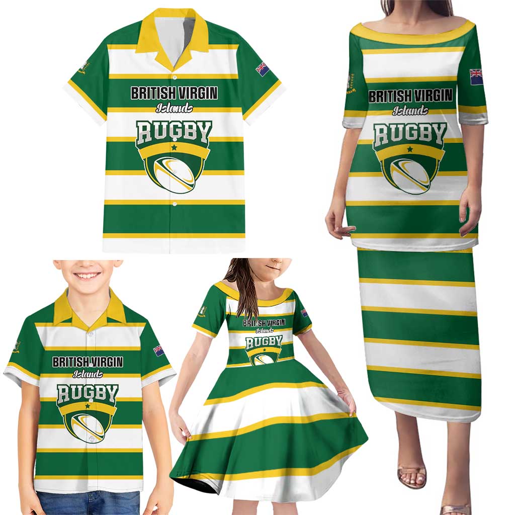 Custom British Virgin Islands Rugby Family Matching Puletasi and Hawaiian Shirt Team BVI Go Champions