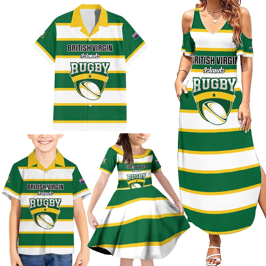 Custom British Virgin Islands Rugby Family Matching Summer Maxi Dress and Hawaiian Shirt Team BVI Go Champions