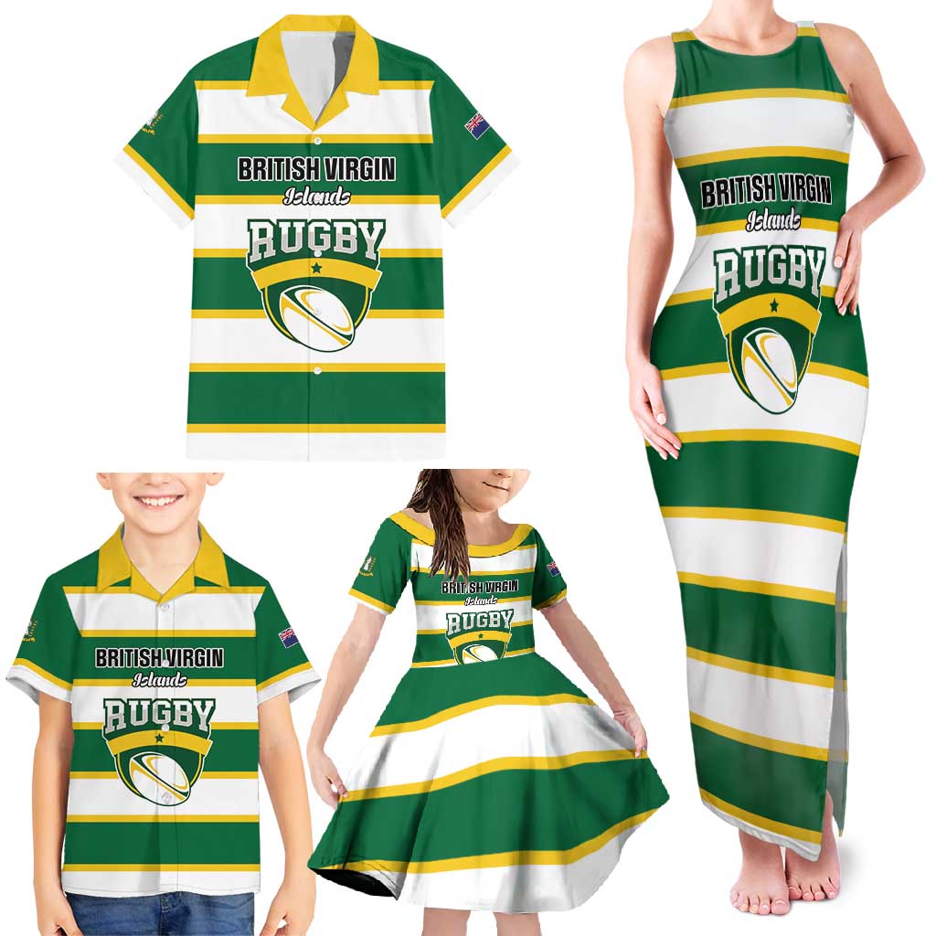 Custom British Virgin Islands Rugby Family Matching Tank Maxi Dress and Hawaiian Shirt Team BVI Go Champions