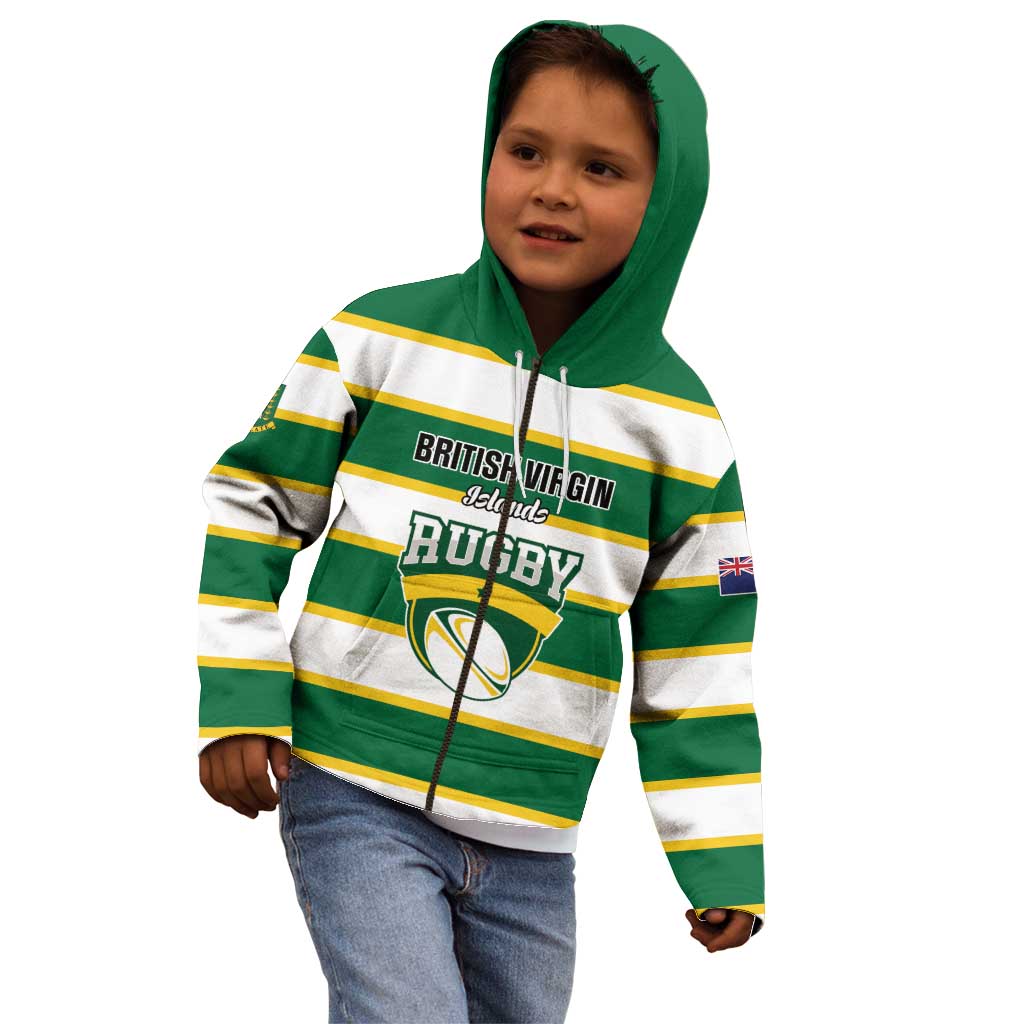 Custom British Virgin Islands Rugby Kid Hoodie Team BVI Go Champions