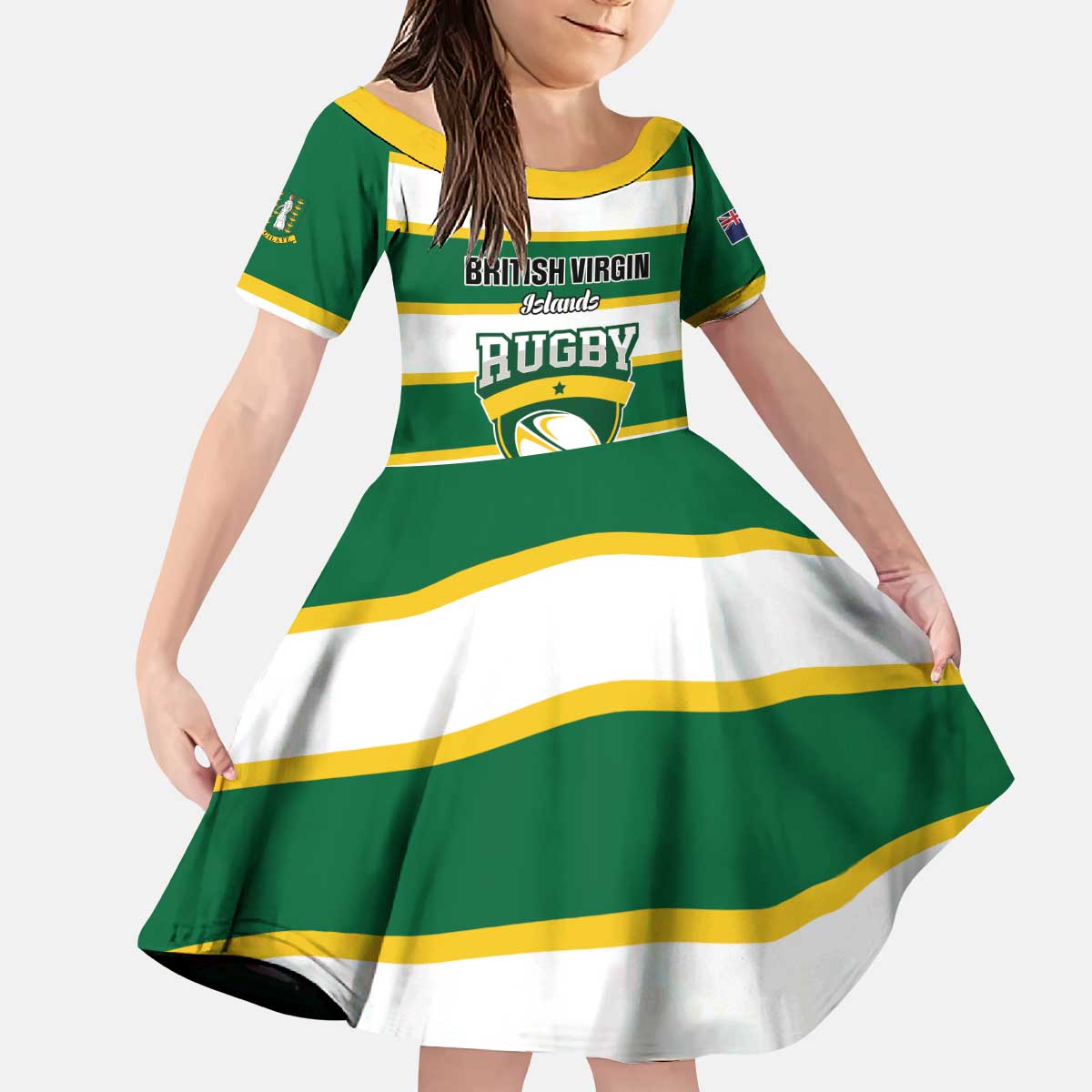 Custom British Virgin Islands Rugby Kid Short Sleeve Dress Team BVI Go Champions