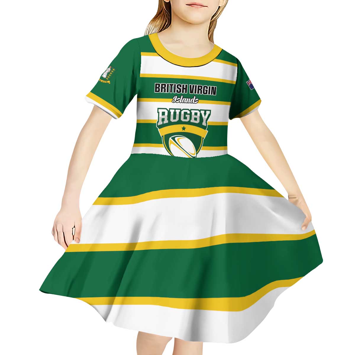 Custom British Virgin Islands Rugby Kid Short Sleeve Dress Team BVI Go Champions