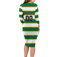 Custom British Virgin Islands Rugby Long Sleeve Bodycon Dress Team BVI Go Champions