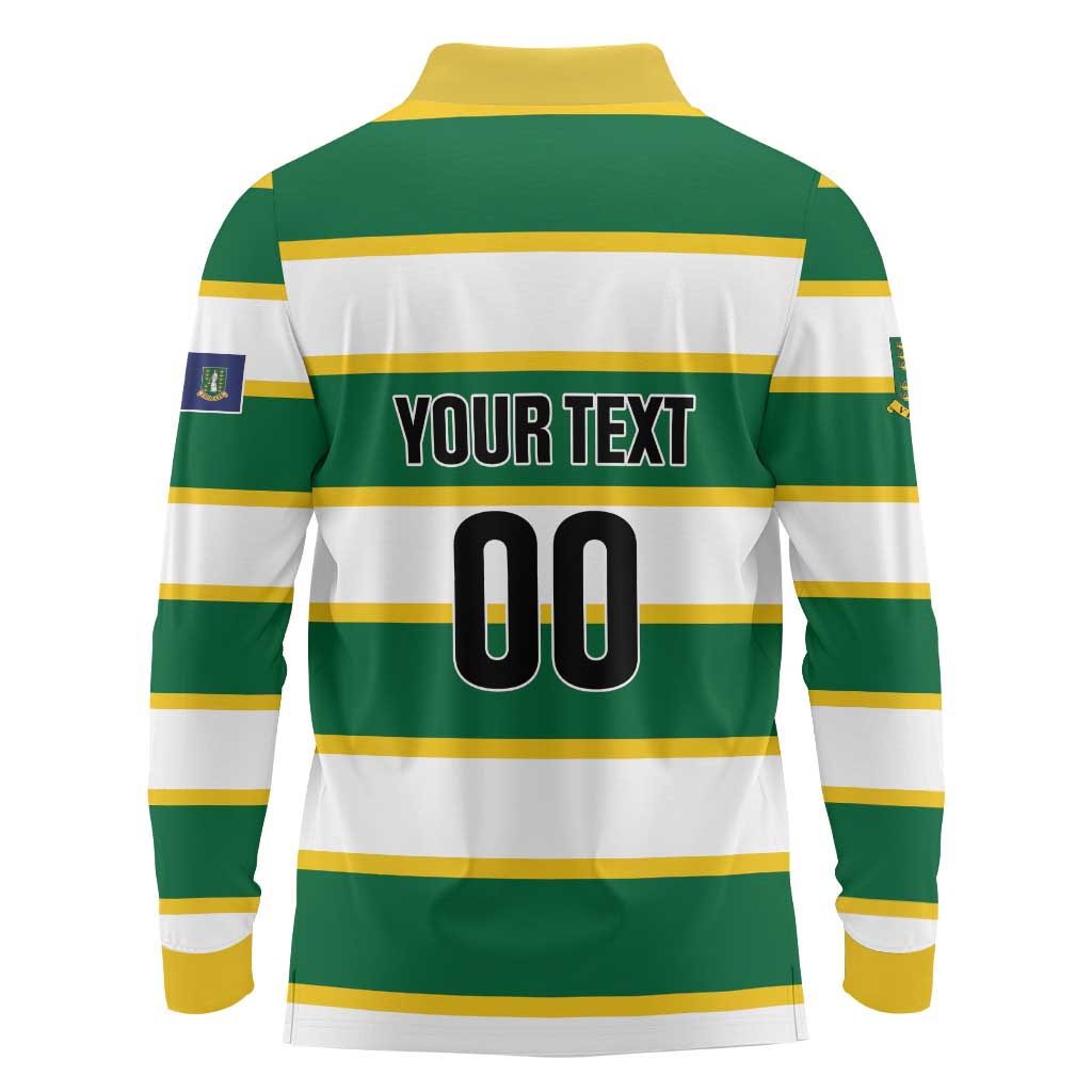 Custom British Virgin Islands Rugby Long Sleeve Polo Shirt Team BVI Go Champions