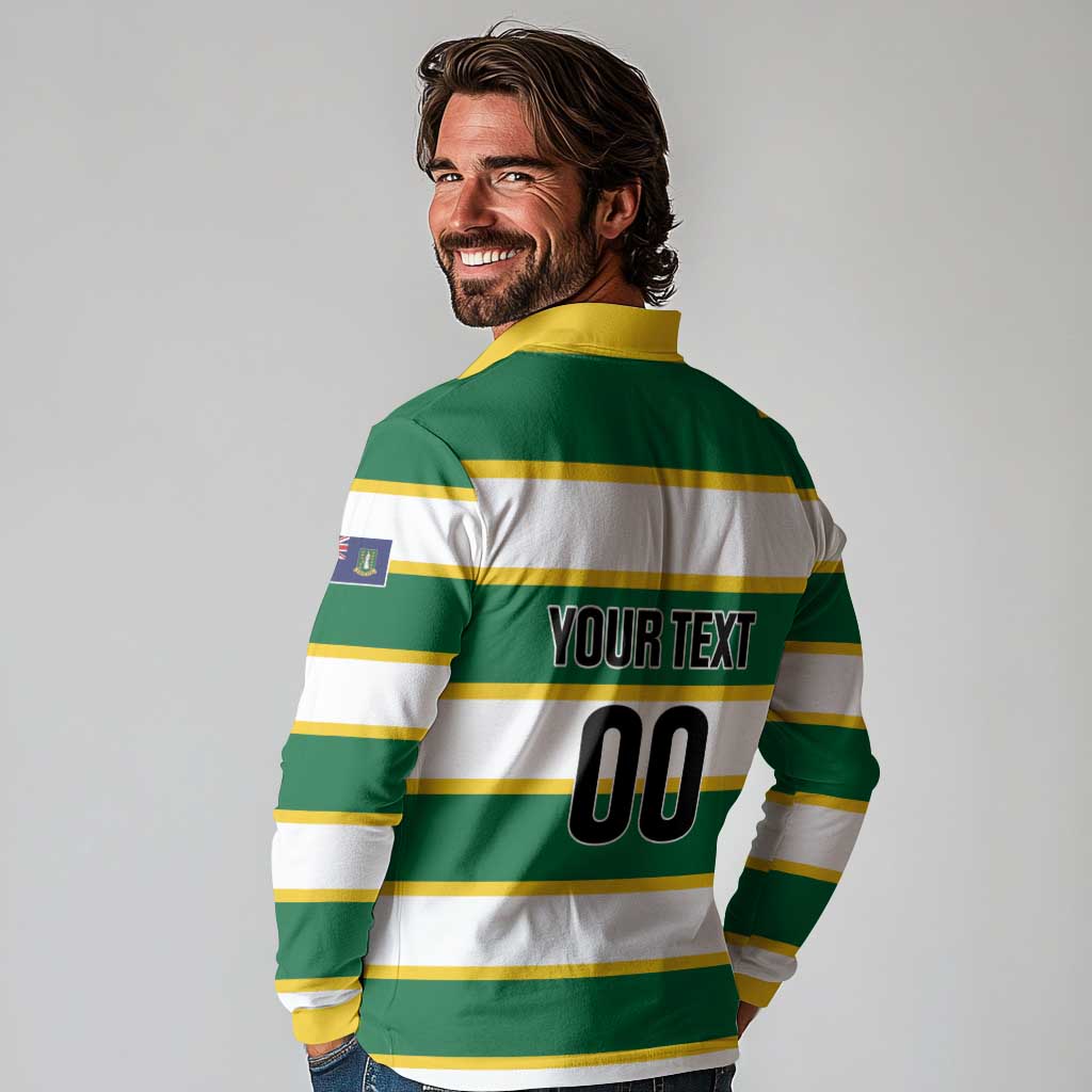 Custom British Virgin Islands Rugby Long Sleeve Polo Shirt Team BVI Go Champions