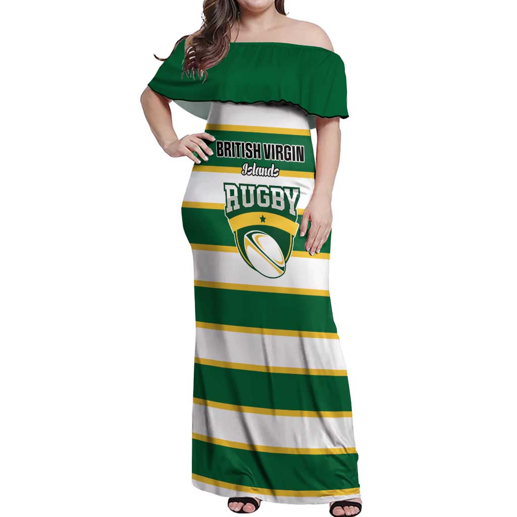 Custom British Virgin Islands Rugby Off Shoulder Maxi Dress Team BVI Go Champions