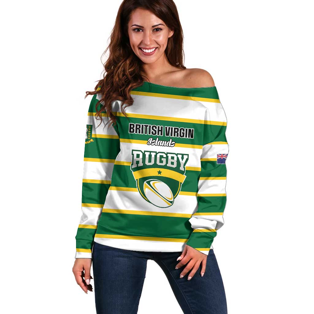 Custom British Virgin Islands Rugby Off Shoulder Sweater Team BVI Go Champions