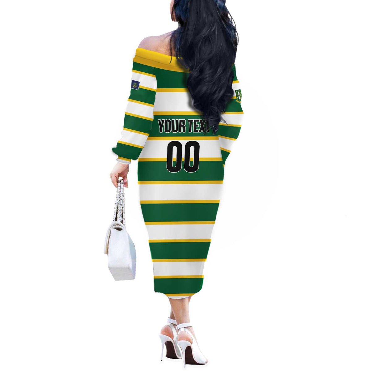 Custom British Virgin Islands Rugby Off The Shoulder Long Sleeve Dress Team BVI Go Champions