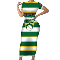 Custom British Virgin Islands Rugby Short Sleeve Bodycon Dress Team BVI Go Champions