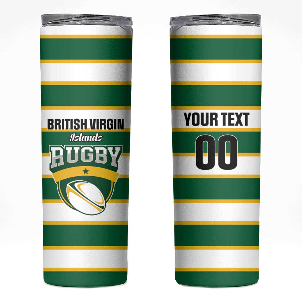 Custom British Virgin Islands Rugby Skinny Tumbler Team BVI Go Champions