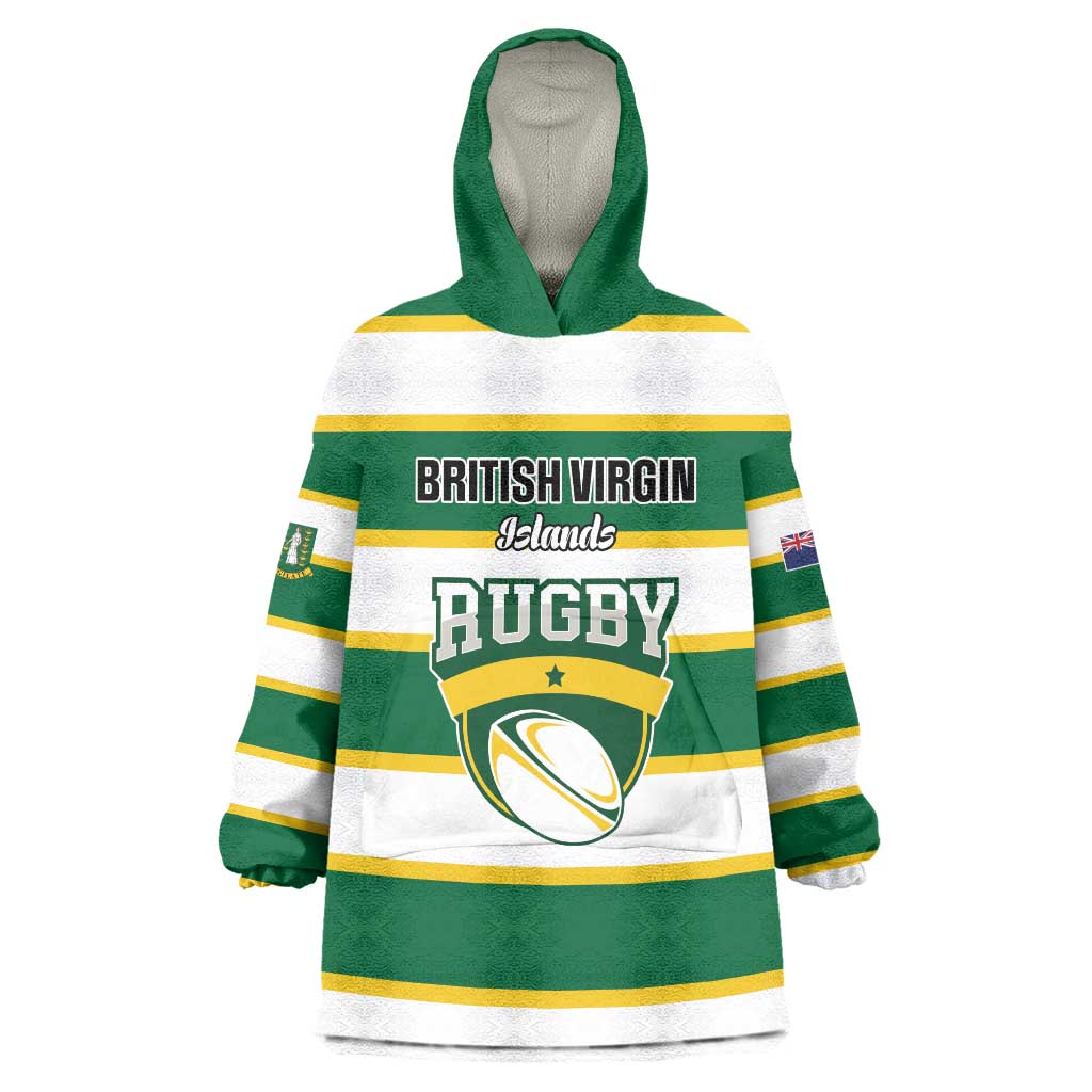 Custom British Virgin Islands Rugby Wearable Blanket Hoodie Team BVI Go Champions