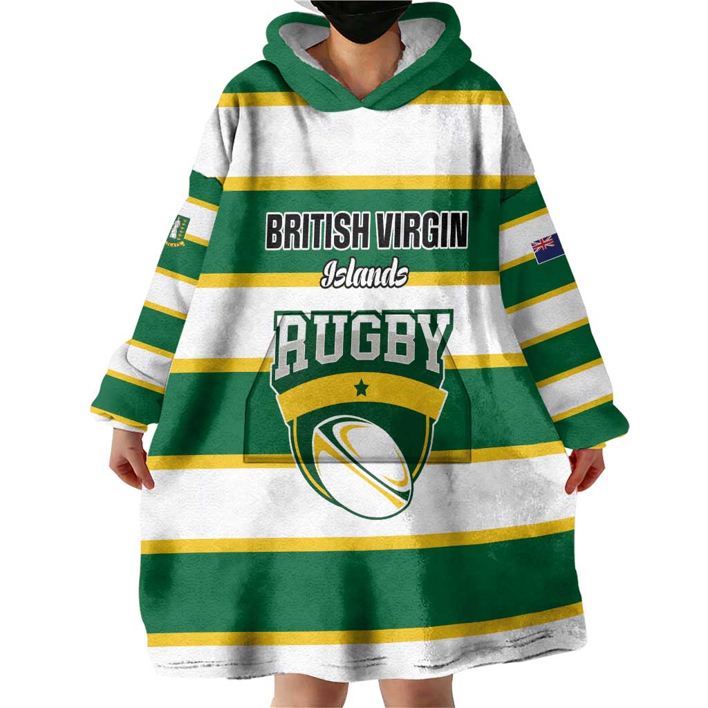 Custom British Virgin Islands Rugby Wearable Blanket Hoodie Team BVI Go Champions
