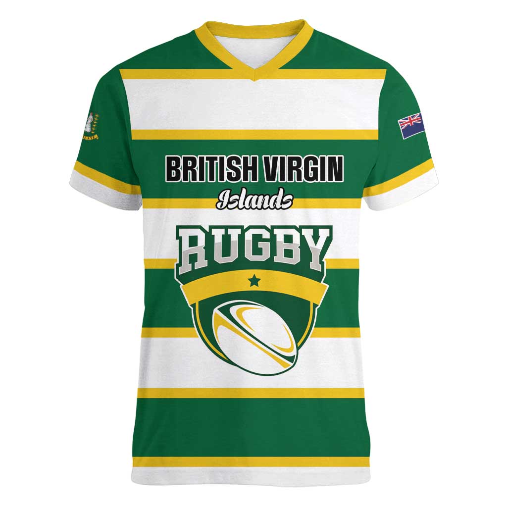 Custom British Virgin Islands Rugby Women V-Neck T-Shirt Team BVI Go Champions