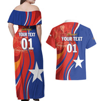 Personalized Chile 2024 Football Couples Matching Off Shoulder Maxi Dress and Hawaiian Shirt Concurso La Roja - Wonder Print Shop