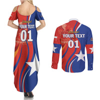 Personalized Chile 2024 Football Couples Matching Summer Maxi Dress and Long Sleeve Button Shirt Concurso La Roja - Wonder Print Shop
