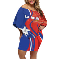 Personalized Chile 2024 Football Off Shoulder Short Dress Concurso La Roja - Wonder Print Shop