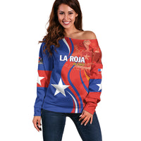 Personalized Chile 2024 Football Off Shoulder Sweater Concurso La Roja - Wonder Print Shop