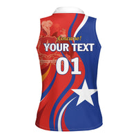 Personalized Chile 2024 Football Women Sleeveless Polo Shirt Concurso La Roja - Wonder Print Shop