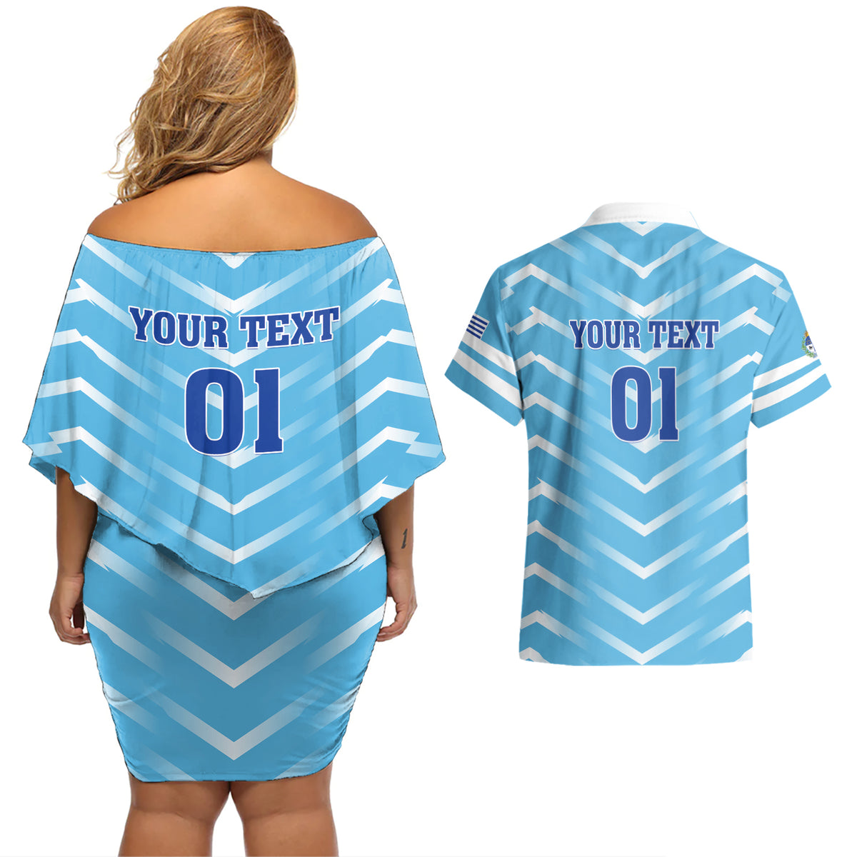 Personalized Uruguay 2024 Football Couples Matching Off Shoulder Short Dress and Hawaiian Shirt Come On La Celeste - Wonder Print Shop