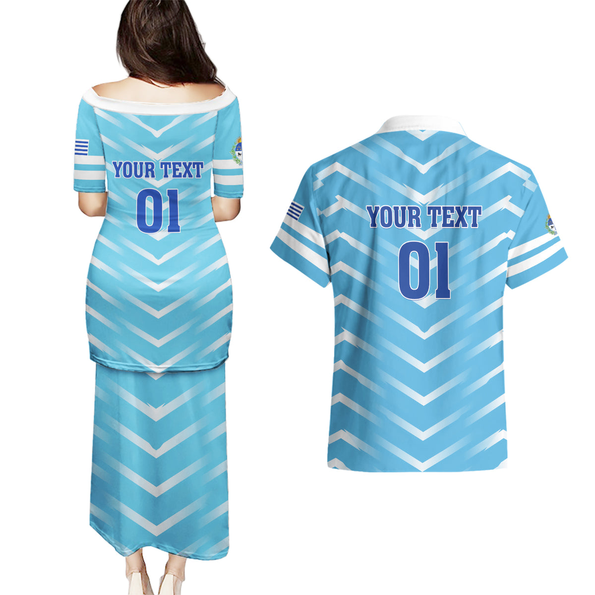 Personalized Uruguay 2024 Football Couples Matching Puletasi and Hawaiian Shirt Come On La Celeste - Wonder Print Shop
