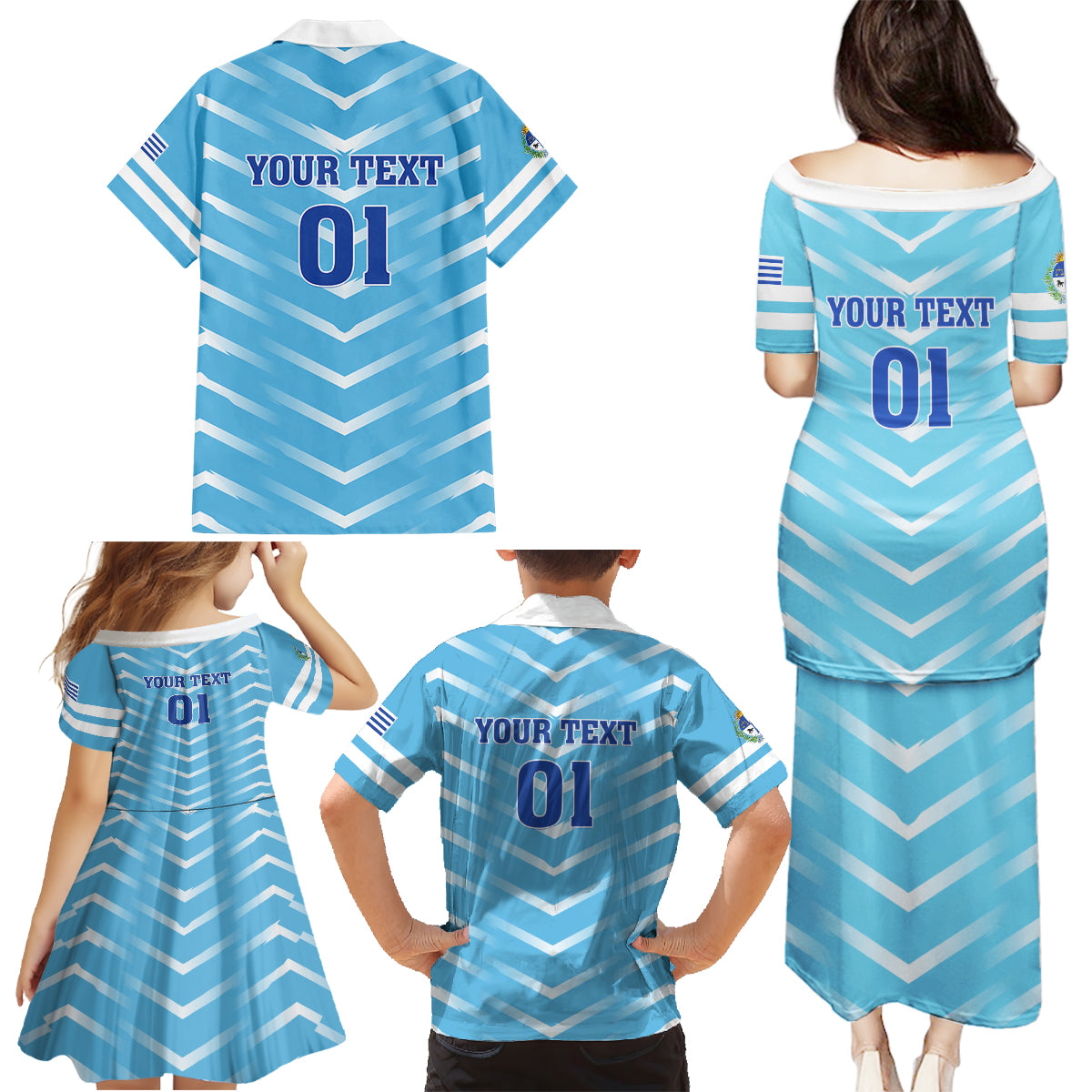 Personalized Uruguay 2024 Football Family Matching Puletasi and Hawaiian Shirt Come On La Celeste - Wonder Print Shop