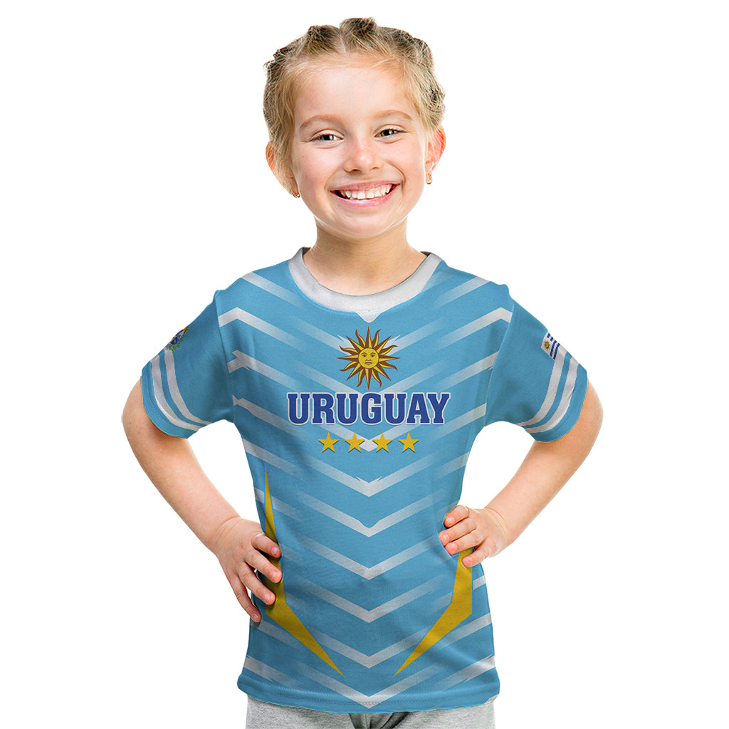 Personalized Uruguay 2024 Football Kid T Shirt Come On La Celeste - Wonder Print Shop