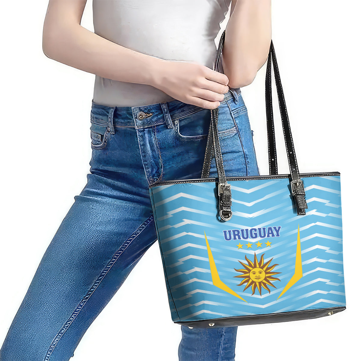 Uruguay 2024 Football Leather Tote Bag Come On La Celeste - Wonder Print Shop