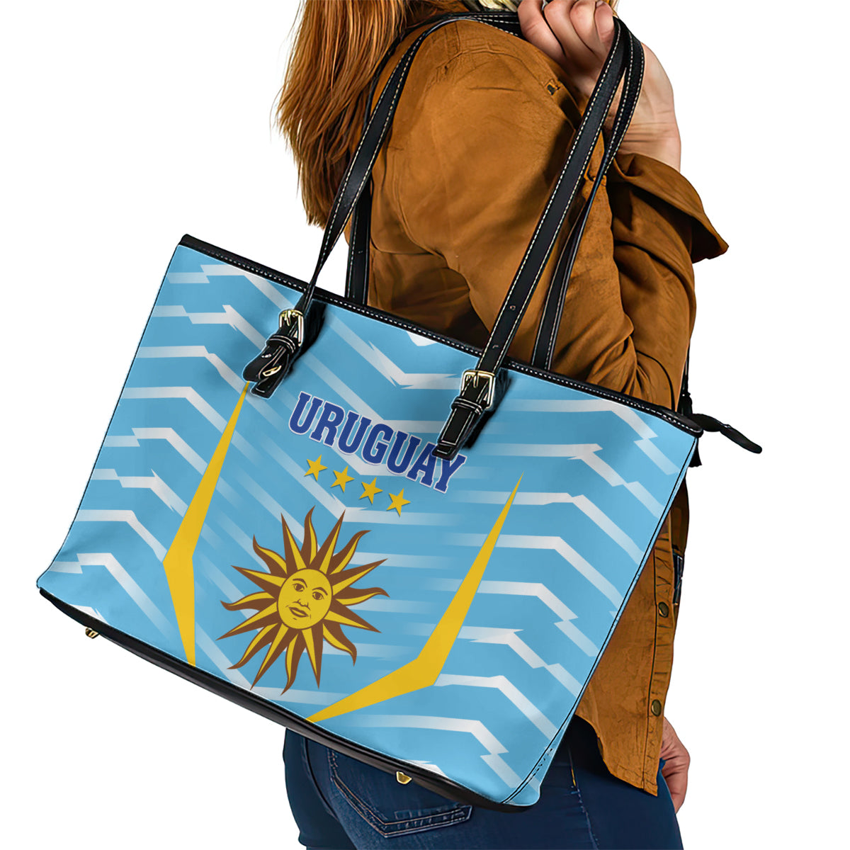 Uruguay 2024 Football Leather Tote Bag Come On La Celeste - Wonder Print Shop