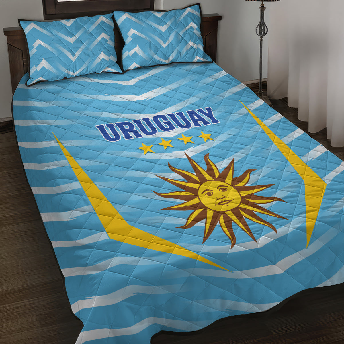 Uruguay 2024 Football Quilt Bed Set Come On La Celeste