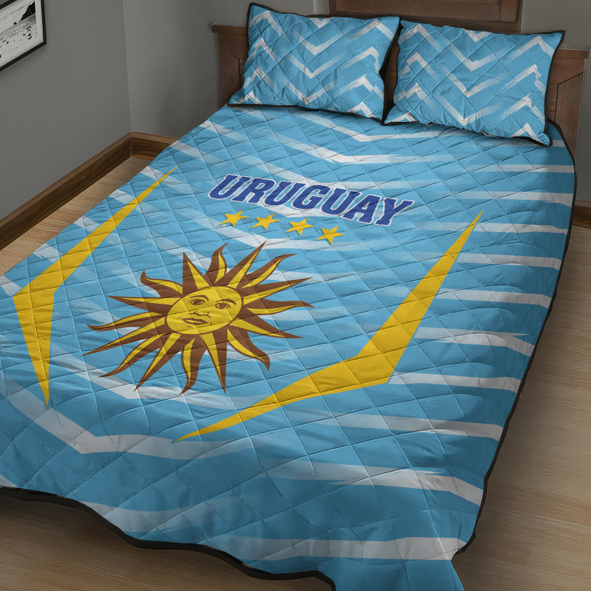 Uruguay 2024 Football Quilt Bed Set Come On La Celeste - Wonder Print Shop