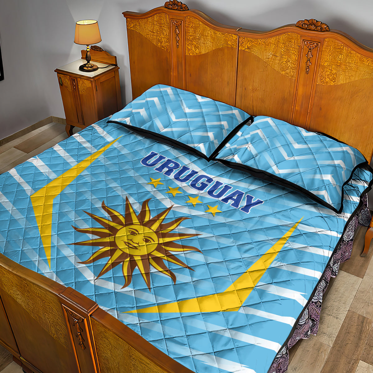 Uruguay 2024 Football Quilt Bed Set Come On La Celeste - Wonder Print Shop
