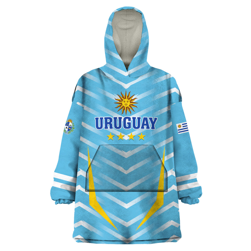 Personalized Uruguay 2024 Football Wearable Blanket Hoodie Come On La Celeste - Wonder Print Shop