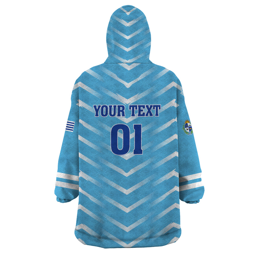 Personalized Uruguay 2024 Football Wearable Blanket Hoodie Come On La Celeste - Wonder Print Shop