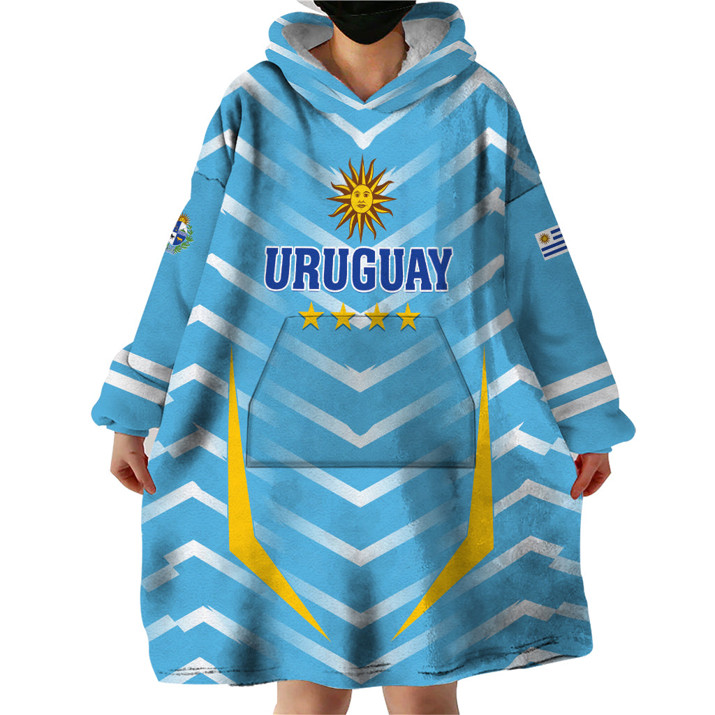 Personalized Uruguay 2024 Football Wearable Blanket Hoodie Come On La Celeste - Wonder Print Shop