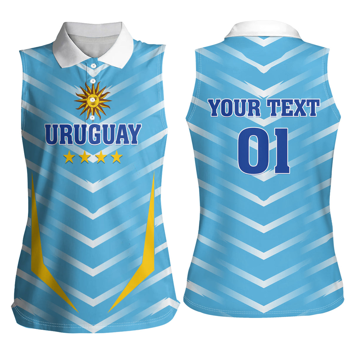 Personalized Uruguay 2024 Football Women Sleeveless Polo Shirt Come On La Celeste - Wonder Print Shop