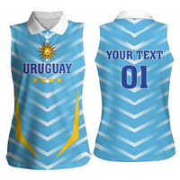 Personalized Uruguay 2024 Football Women Sleeveless Polo Shirt Come On La Celeste - Wonder Print Shop